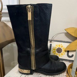 Vince Camuto Black Leather Foldover Boots
